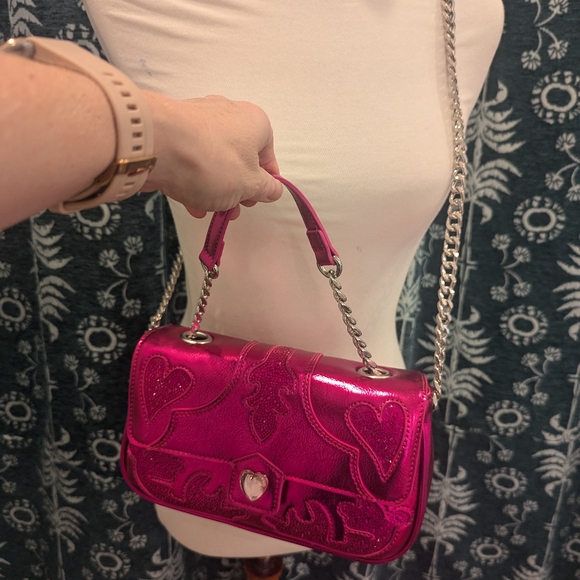 Betsey Johnson Rodeo Rhinestone Flap Bag Pink - Picture 4 of 8